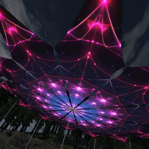 Halloween Ceiling Decoration - Spider Glow Purple V1 - Psychedelic Canopy – 12 petals set