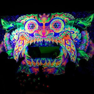 バロン - DJブースの装飾 - サイケデリックなUV反応性ストレッチプリント（ライクラ）