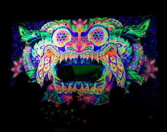 Barong - DJ-booth decoration – Psychedelic UV-Reactive Stretchable Print on Lycra