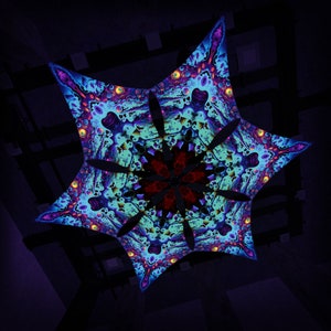 Ceiling Decoration &quot;Mystic Spores&quot;  MS-DM03 Hexagram UV-Canopy Psychedelic Party Decoration
