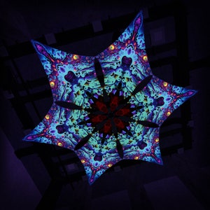 Ceiling Decoration "Mystic Spores"  MS-DM03 Hexagram UV-Canopy Psychedelic Party Decoration