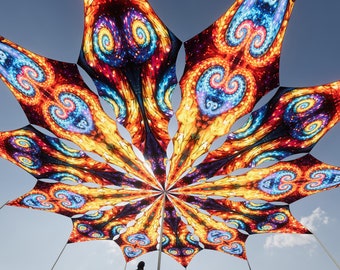 Decoração de Teto Endless Vortex V6 - Canopy Psicodélico Reativo a UV - 12 pétalas - Fabricado nos EUA