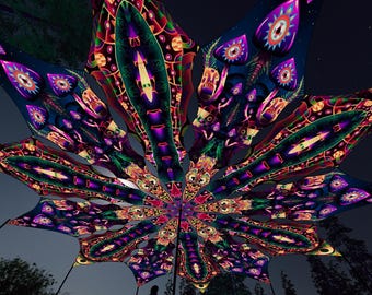 Ceiling Decoration - Fungal Rift "FR-PT03" and "FR-PT04" Petals - Psychedelic UV-Reactive Canopy – 12 petals set