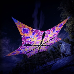 Ceiling Decoration - Lord Ganesha – GN-DM02 – Hexagram – UV-Canopy – Psychedelic Party Decoration