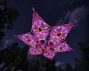 Decoração de Teto Canopy Reativo a UV Decoração de Festa Psicodélica - Sombras Encantadas - 6 Diamantes e 6 Triângulos Decoração 04