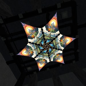 Ceiling Decoration "DMT-Castle"  DC-DM01 Hexagram UV-Canopy Psychedelic Party Decoration