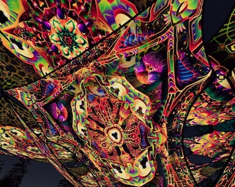 Ceiling Decoration UV-Reactive Canopy Psychedelic Party Decoration - Fungal Rift - 6 Diamonds and 6 Triangles Decor 06
