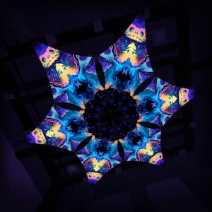 Ceiling Decoration "Mystic Spores"  MS-DM01 Hexagram UV-Canopy Psychedelic Party Decoration