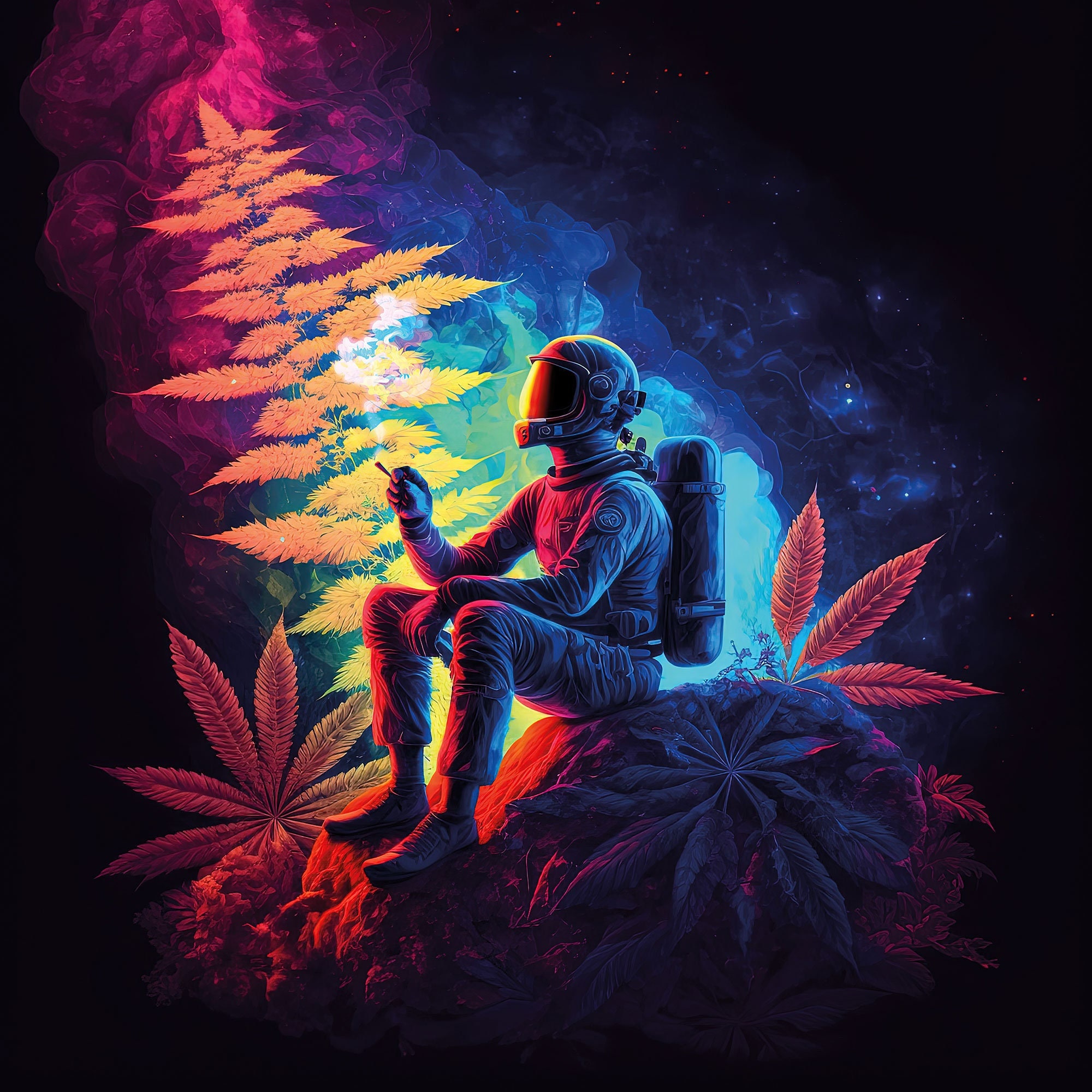 Trippy Tapestry Marijuana Astronaut V8 Colorful UV Backdrop XL Dark Tapestry Psychedelic Uv reactive Fluorescent Wall Art Etsy Sweden