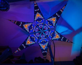 Ceiling Decoration - Psychedelic UV-Reactive Canopy – 6 petals set - Design "Blip-Blop" - Made in the USA