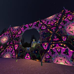 DJ-Stage Decor - Psychedelic UV-Reactive Party Decoration - Design Set as-dn03 - Made in the USA