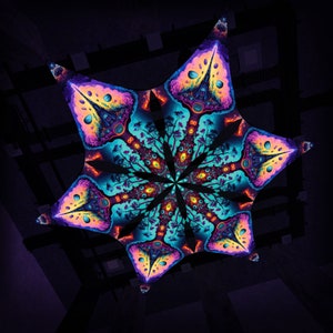 Ceiling Decoration &quot;Mystic Spores&quot;  MS-DM04 Hexagram UV-Canopy Psychedelic Party Decoration