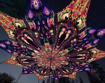 Ceiling Decoration - Fungal Rift "FR-PT4" and "FR-PT1" Petals - Psychedelic UV-Reactive Canopy – 12 petals set