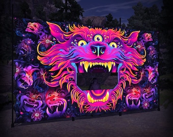 Enchanted Shadows - DJ-booth decoration – Psychedelic UV-Reactive Stretchable Print on Lycra