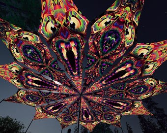Ceiling Decoration - Fungal Rift "FR-PT01" and "FR-PT02" Petals - Psychedelic UV-Reactive Canopy – 12 petals set