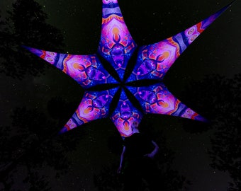 Ceiling Decoration - Psychedelic UV-Reactive Canopy – 6 petals set - Design "Corals" - Made in the USA