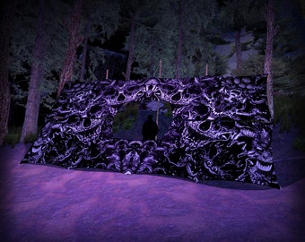 Hell-o-Ween - &quot;Urzonuth&quot; - DJ-booth decoration – Psychedelic Black and White Stretchable Print on Lycra