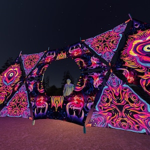DJ-Stage Decor - Psychedelic UV-Reactive Party Decoration - Design Set es-dn03 - Made in the USA