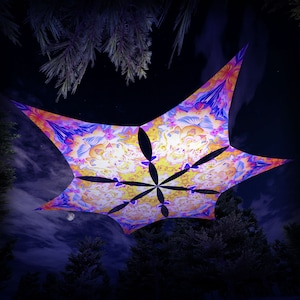 Ceiling Decoration - Lord Ganesha – GN-DM01 – Hexagram – UV-Canopy – Psychedelic Party Decoration