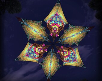 Ceiling Decoration "Mushroom God"  MG-DM02&MG-DM03 Hexagram UV-Canopy Psychedelic Party Decoration