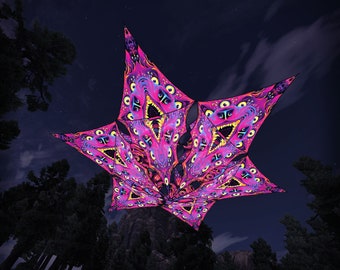 Decoração de teto Canopy reativo a UV Decoração psicodélica para festa - Sombras encantadas - 6 diamantes e 6 triângulos Decoração 05