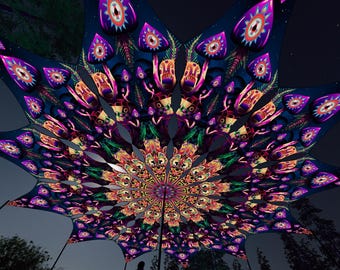 Ceiling Decoration - Fungal Rift "FR-PT4" Petals - Psychedelic UV-Reactive Canopy – 12 petals set