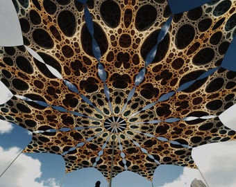 Decoração de Teto - Leopardo Fractal - Dossel Psicodélico - Conjunto de 12 pétalas