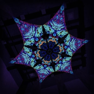 Ceiling Decoration &quot;Mystic Spores&quot;  MS-DM02 Hexagram UV-Canopy Psychedelic Party Decoration