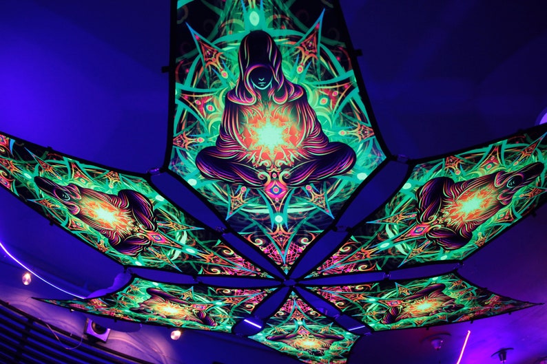Ceiling Decoration Psychedelic Uv-reactive Canopy 6 Petals - Etsy