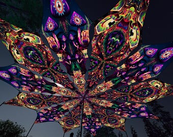 Ceiling Decoration - Fungal Rift "FR-PT4" and "FR-PT2" Petals - Psychedelic UV-Reactive Canopy – 12 petals set