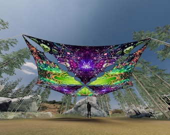 Decoração de Teto - Alien Enlightenment AE-TR03 e AE-TR01 – UV-Canopy – Decoração de Festa Psicodélica