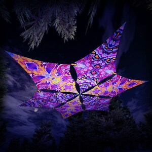 Ceiling Decoration - Lord Ganesha – GN-DM03 and GN-DM02 – Hexagram – UV-Canopy – Psychedelic Party Decoration