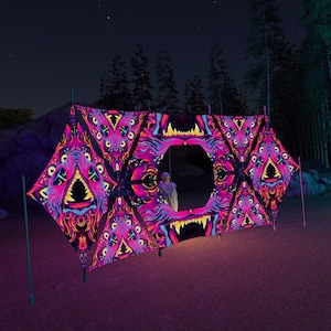 DJ-Stage Decor - Psychedelic UV-Reactive Party Decoration - Design Set es-dn02 - Made in the USA