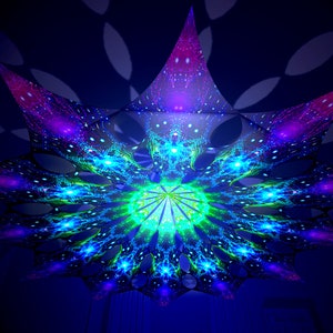 Ceiling Decoration - Enlightenment Collection - "Geometry Galaxies" Petals - Psychedelic UV-Reactive Canopy – 12 petals set