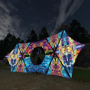 DJ-Stage Decor - Psychedelic UV-Reactive Party Decoration - Design Set mo-dn03 - Made in the USA