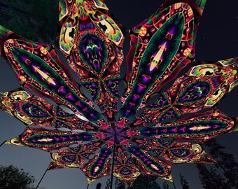 Ceiling Decoration - Fungal Rift "FR-PT02" and "FR-PT03" Petals - Psychedelic UV-Reactive Canopy – 12 petals set