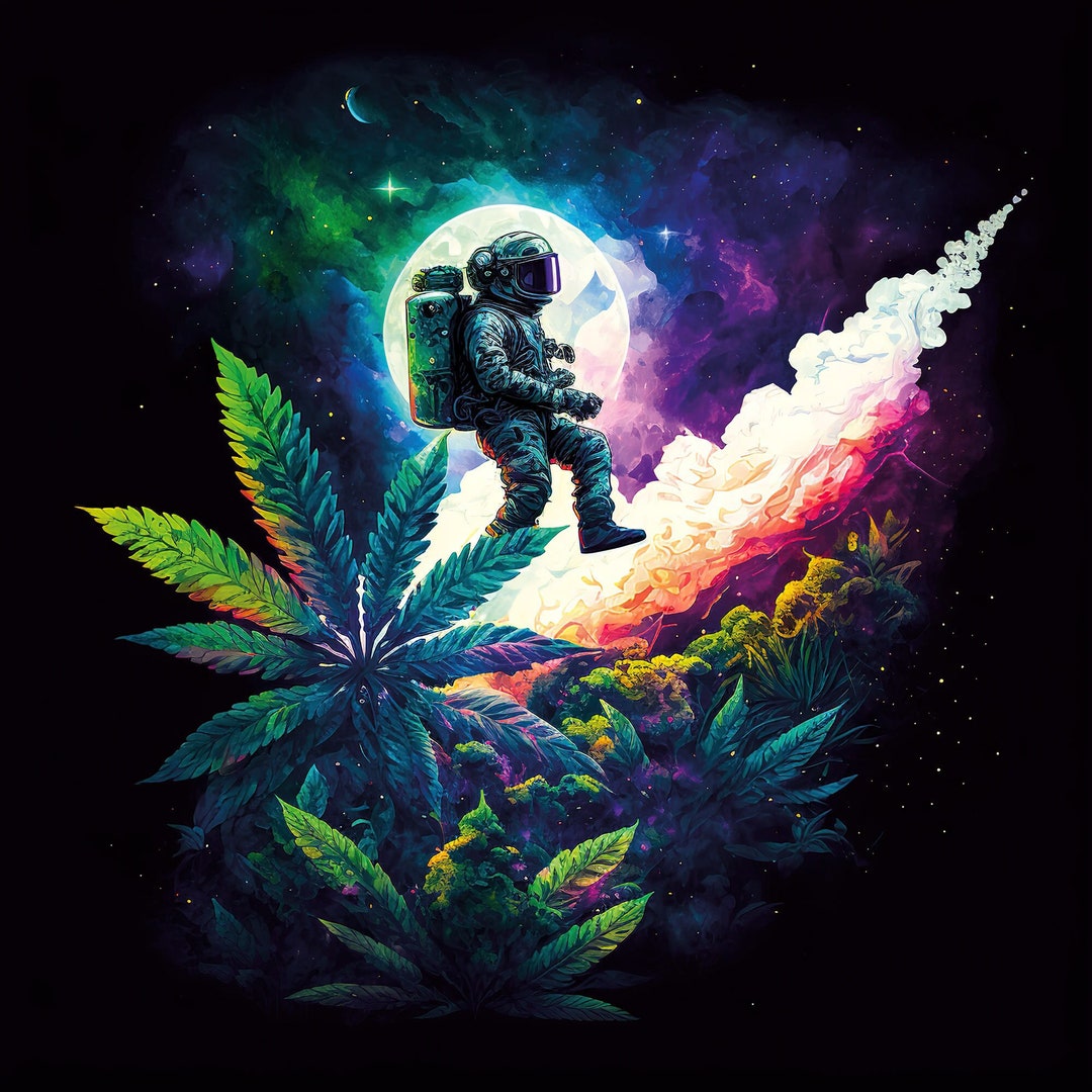 Trippy Tapestry Marijuana Astronaut V11 Colorful UV Backdrop XL Dark