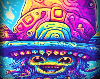 Mystic Spores – Hexagon – Sporelino – Impressão psicodélica extensível UV-reativa em Lycra