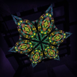 Ceiling Decoration &quot;Reincarnation 2&quot;  R2-DM03 Hexagram UV-Canopy Psychedelic Party Decoration