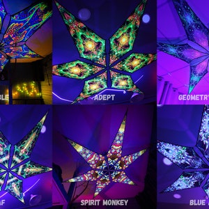 Ceiling Decoration - Psychedelic UV-Reactive Canopy – 6 petals sets bundle - Made in the USA