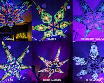 Ceiling Decoration - Psychedelic UV-Reactive Canopy – 6 petals sets bundle - Made in the USA