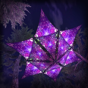 Ceiling Decoration UV-Reactive Canopy Psychedelic Party Decoration - Alien Enlightenment - 6 Diamonds and 6 Triangles Decor 03