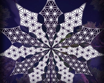 Decoração de teto Flower of Life, dossel psicodélico reativo a UV, 12 pétalas - fl-PT01 e fl-PT02 - Fabricado nos EUA