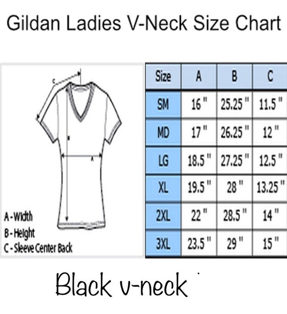 Gildan Ladies V Neck Size Chart