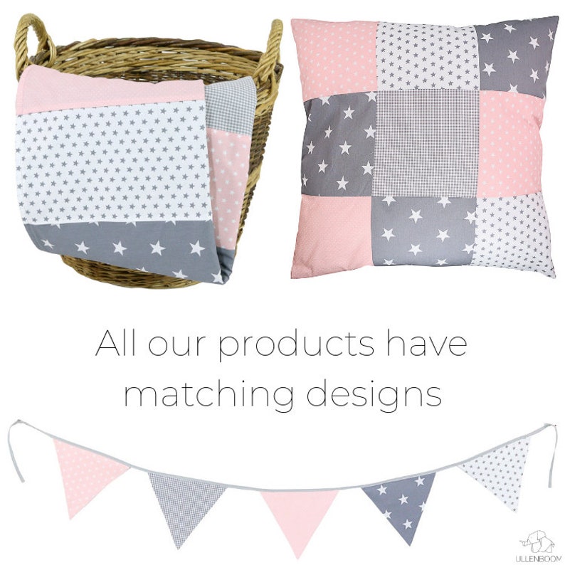 Girls PinkGrey StarPolka DotCheckered 26\u201d x 26\u201d Decorative Euro Sham Soft Cotton Nursery Throw Pillow Cover by ULLENBOOM