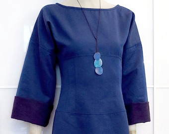 Blaues Kleid Tayuya aus Baumwolle