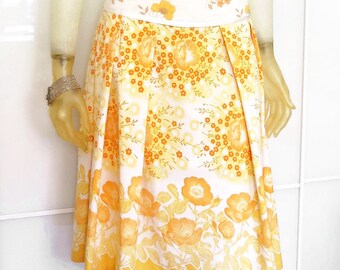 Sunny vintage skirt Eunice made of vintage cotton, yellow, white