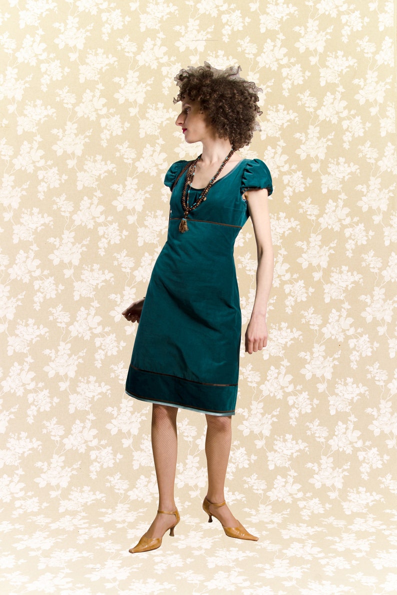 Dress BIO-Aveline: organic cotton, corduroy,petrol 40 DE women's