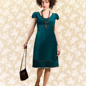 Dress BIO-Aveline: organic cotton, corduroy,petrol image 3