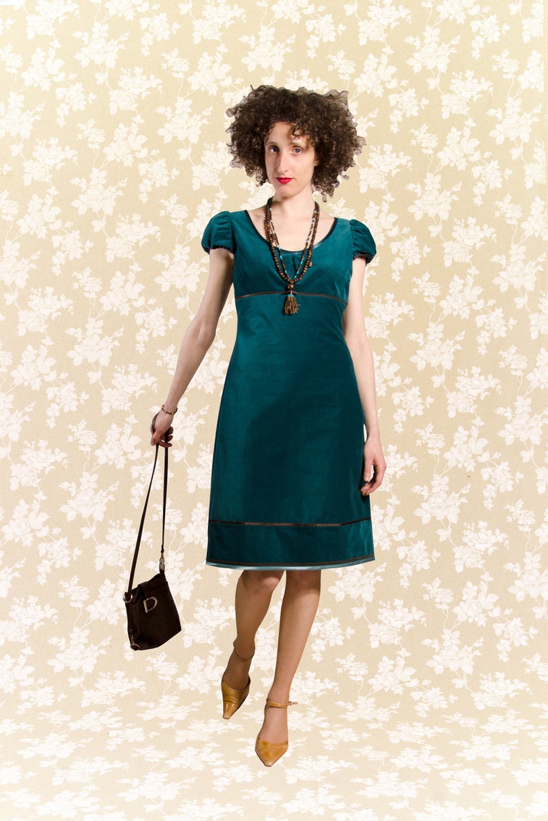 Dress BIO-Aveline: organic cotton, corduroy,petrol image 3